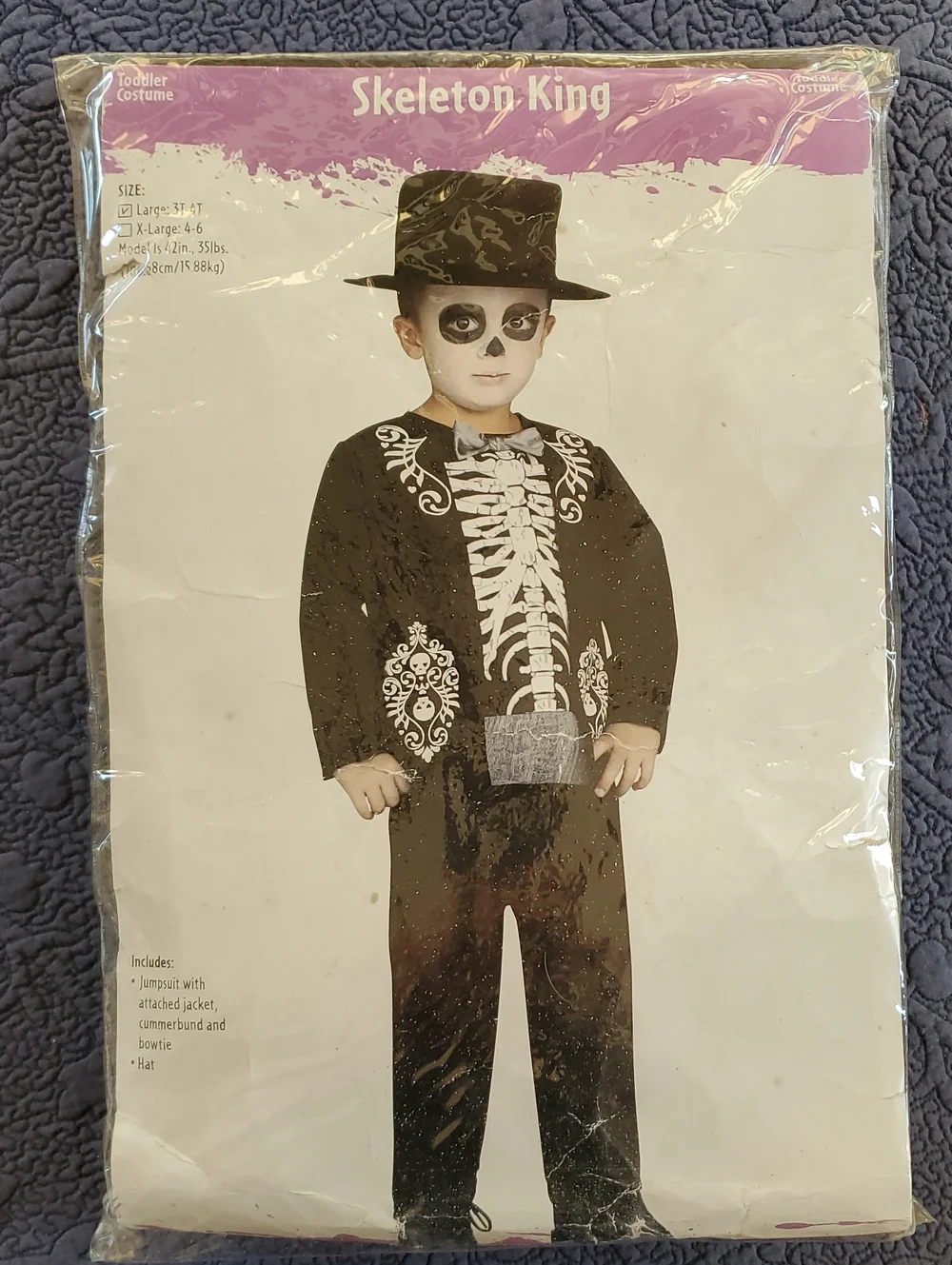 Skeleton King Toddler Large 3t - 4t  Costume - Black